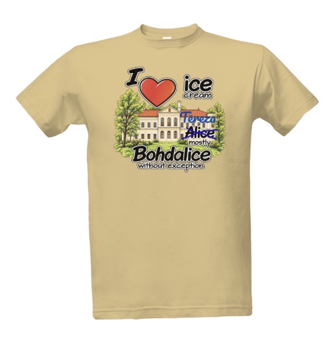 Tričko s potiskem I love Bohdalice